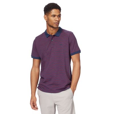 Navy and red striped polo shirt